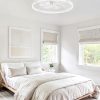 windphoto 30" Ceiling Fans with Lights and Remote, Low Profile Led Fan Light | Flush Mount, Stepless Dimmable Fandelier, 6 Speeds, 3 CCT, Quiet Reversible DC Motor, 2H Timer, Bedroom, Living Room, White