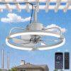 windphoto 20" Waterproof Grey Outdoor Ceiling Fan with Light for Gazebo | IP65 Wet Rated,APP Control,6-Speeds,3CCT Dimmable,Reverse DC Motor,Suitable for 10' x 12' Area,Plug In for Patio,Porch