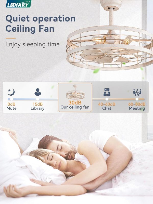 81IpFcy0HzL._AC_SL1500_.jpg windphoto 22 inch Caged Bladeless Ceiling Fan Light with Remote, White Gold | 6 Speed Adjustable,Timing, Quiet & Powerful DC, Small, Farmhouse, Industrial, Enclosed, Bladeless, Bedroom, Kitchen, Downrod