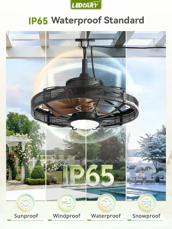 81JAfHh6JEL._AC_SL1500_.jpg windphoto 20" Brown IP65 Waterproof Outdoor Ceiling Fan with Light for Patios | APP&Remote Control,6-Speeds,3CCT Dimmable,Reverse DC Motor, Suitable for 10' x 12' Area,for Gazebo,Porch