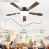 52 Inch Ceiling Fan with Lights and Remote, 30W 12" LED Panel Flush Mount Ceiling Fan, 6-Speed Quiet DC Motor Modern Low Profile Ceiling Fan with Reversible Blades for Bedroom, Living Room, Patio