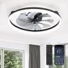 windphoto 23" Low Profile Ceiling Fans with Lights, APP & Remote, Black | Flush Mount, Dimmable LED, Quiet DC Motor, Reversible, 6 Speeds, Fandelier, for Bedroom