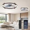 windphoto 2-Pack 24" Ceiling Fans with Lights, APP & Remote, Brown | Low Profile, Flush Mount, Fandelier, 3000K-6000K, Dimmable LED, for Bedroom