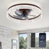 81LZIaw2RjL._AC_SL1500_.jpg windphoto 22" Ceiling Fans with Lights and Remote, Fandelier Brown | 3CCT, 6 Speeds, Dimmable Low Profile, Flush Mount Ceiling Fan, Timer, Reversible, Memory, Bedroom, Living Room, Kitchen