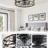81LiX9F7N2L._AC_SL1500_.jpg windphoto 20" Caged Ceiling Fan with Light, Flush Mount Fandalier with Remote | Low Profile, Farmhouse Small, Bladeless Industrial, Quiet DC Motor, App Control for Bedroom, Kitchen, Dining Room, Black