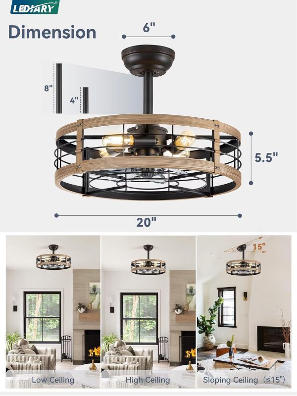 81M3IZ8fU4L._AC_SL1500_.jpg windphoto 20 inch Fandelier Caged Ceiling Fan with Light and Remote, Brown | 6 Speed Adjustable,Timing, Quiet & Powerful DC, Small, Farmhouse, Industrial, Enclosed, Bladeless, Bedroom, Kitchen, Downrod