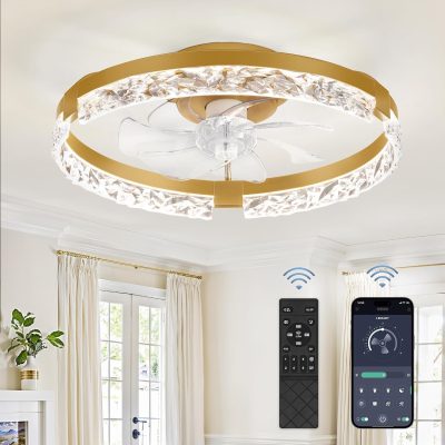 81M6kHsFlzL._AC_SL1500_.jpg windphoto 20 Inch Low Profile Ceiling Fans with Lights and Remote, Fandelier Ceiling Fan Flush Mount, 3000K-6000K Dimmable LED Fan Light, Gold Modern Ceiling Fans with Lights for Bedroom | Flush Mount, Fandelier, 3000K-6000K, Dimmable LED, for Bedroom