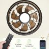 windphoto 20" Light Brown IP65 Waterproof Outdoor Ceiling Fan with Light | No Assembling,Remote&APP Control,3CCT Dimmable,6-Speeds,Boho Rattan, for Gazebo,Patio,Porch