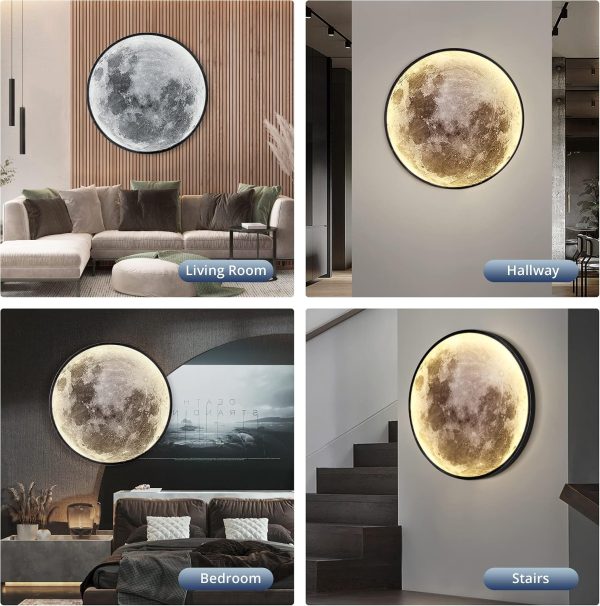 81MWjJg-cvL._AC_SL1500_.jpg Dimmable Moon Wall Light 31.5 inch Wall Lights with Remote Control Plug-in Modern LED Wall Light, 40W Black Wall Lamp Indoor Wallmounted Ceiling Light Fixture for Hallway Bars Cafes KTV