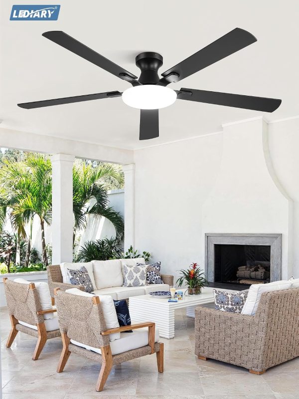 81MzsuJM-LL._AC_SL1500_.jpg windphoto 60 Inch Flush Mount Ceiling Fans with Lights, Remote & APP Control | 3CCT,Stepless Dimmable,Memory Function,Timer,6-speed,Reversible Blade, Quiet DC Motor, Damp-Rated, Living Room, Covered Patio