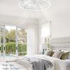 windphoto 24'' Modern Low Profile Ceiling Fans with Lights and Remote, White | 3000-6000K Dimmable LED, 6 Wind Speeds, Quiet Reversible DC Motor, Small Flush Mount Fandelier for Bedroom, Living Room