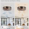 windphoto 23" Caged Ceiling Fan with Light and Remote, Fandalier, Black Gold | Flush Mount Low Profile, APP Control, Rustic Bladeless Industrial Enclosed, Quiet & Powerful for Bedroom,Kitchen,Dining Room