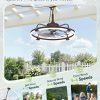 windphoto 24" Waterproof Brown Outdoor Ceiling Fan with Light for Gazebo | IP65 Wet Rated,APP Control,6-Speeds,3CCT Dimmable,Reverse DC Motor,Suitable for 12' x 14' Area,Plug In for Patio,Porch