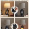 windphoto 18.72" Blow-Controlled LED Lantern Flickering Flame Table Lamps for Bedrooms Set of 2, Small Farmhouse Rustic Black End Table Lamps, Halloween Decorative Lantern Bedside Lamps for Living Room