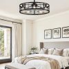 windphoto 30 inch Fandelier Caged Ceiling Fan with Light and Remote, Black | 6 Speed Adjustable,Timing, Quiet & Powerful DC, Large, Farmhouse, Industrial, Enclosed, Bladeless, Bedroom, Kitchen, Downrod