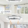 windphoto 24" Ceiling Fans with Lights, Low Profile Fandelier for Bedroom | Flush Mount Fan Light, Stepless Dimmable, App/Remote Control, 3 CCT Led, 6 Speeds, Quiet Reversible DC Motor, Grey