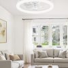 windphoto 20" Ceiling Fans with Lights and Remote for Bedroom, White | Low Profile Fan Light, 3000K-6000K Stepless Dimmable Fandelier, 6 Speed, Reversible DC Motor, APP & Remote Control, Low Noice