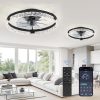 windphoto 2-Pack 20" Ceiling Fans with Lights, APP & Remote, Black | Low Profile, Flush Mount, Fandelier, 3000K-6000K, Dimmable LED, for Bedroom