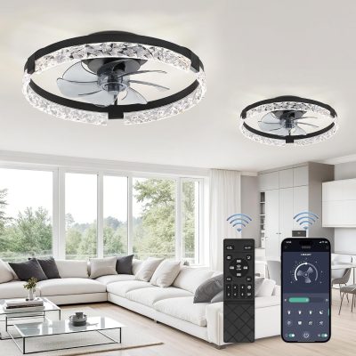 windphoto 2-Pack 20" Ceiling Fans with Lights, APP & Remote, Black | Low Profile, Flush Mount, Fandelier, 3000K-6000K, Dimmable LED, for Bedroom