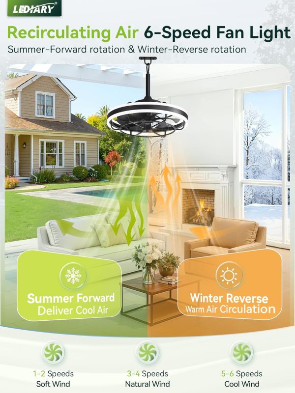 windphoto 20" Outdoor Ceiling Fans with Light, IP65 Waterproof Gazebo Fan