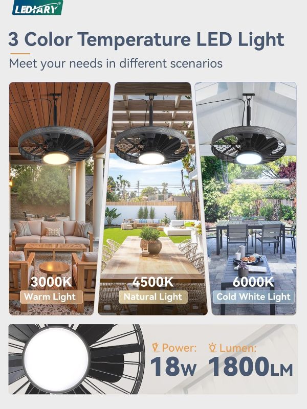 81S454E89ML._AC_SL1500_.jpg windphoto 20 Outdoor Ceiling Fans with Light,Gazebo Fan with Hanging Hook | IP65 Waterproof,Outdoor Fan, App Control, 3CCT, Dimmable,6 Speeds, Caged, Plug in, for Patio, Porch, Pergola,Canopy, Gray