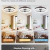windphoto 20" Ceiling Fans with Lights and Remote for Bedroom, Brown | Low Profile Fan Light, 3000K-6000K Stepless Dimmable Fandelier, 6 Speed, Reversible DC Motor, APP & Remote Control, Low Noice