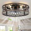 81SBsIdzv4L._AC_SL1500_.jpg windphoto 20 Inch Caged Flush Mount Ceiling Fans with Lights, Black Gold | Low Profile, Farmhouse, Bladeless Enclosed Fandelier, Small, 6 Speed, Quiet Reversible DC, Bedroom, Kitchen, Living Room,
