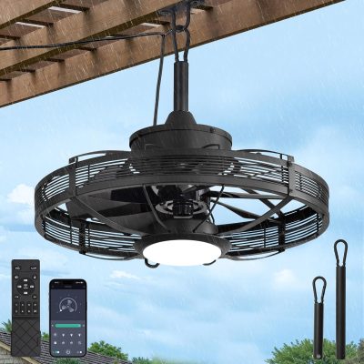 81SPU6D0a5L._AC_SL1500_.jpg windphoto 20" Black IP65 Waterproof Outdoor Ceiling Fan with Light for Patios | APP&Remote Control,6-Speeds,3CCT Dimmable,Reverse DC Motor, Suitable for 10' x 12' Area,for Gazebo,Porch