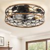 81SRgAy-mXL._AC_SL1500_.jpg windphoto 20" Caged Ceiling Fan with Light, Flush Mount Fandalier with Remote | Low Profile, Farmhouse Small, Bladeless Industrial, Quiet DC Motor, App Control for Bedroom, Kitchen, Dining Room, Walnut
