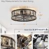 81STtLGwhL._AC_SL1500_.jpg windphoto 20" Caged Ceiling Fan with Light and Remote, Low Profile Flush Mount Fandelier for Bedroom,Kitchen,Indoor,Black and Gold