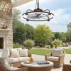 windphoto 24" Waterproof Brown Outdoor Ceiling Fan with Light for Gazebo | IP65 Wet Rated,APP Control,6-Speeds,3CCT Dimmable,Reverse DC Motor,Suitable for 12' x 14' Area,Plug In for Patio,Porch