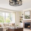 81T-Yl3byxL._AC_SL1500_.jpg windphoto 20" Caged Ceiling Fan with Light, Flush Mount Fandalier with Remote | Low Profile, Farmhouse Small, Bladeless Industrial, Quiet DC Motor, App Control for Bedroom, Kitchen, Dining Room, Black