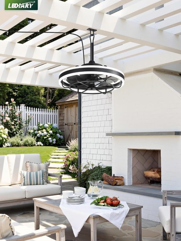 windphoto 20" Outdoor Ceiling Fans with Light, IP65 Waterproof Gazebo Fan