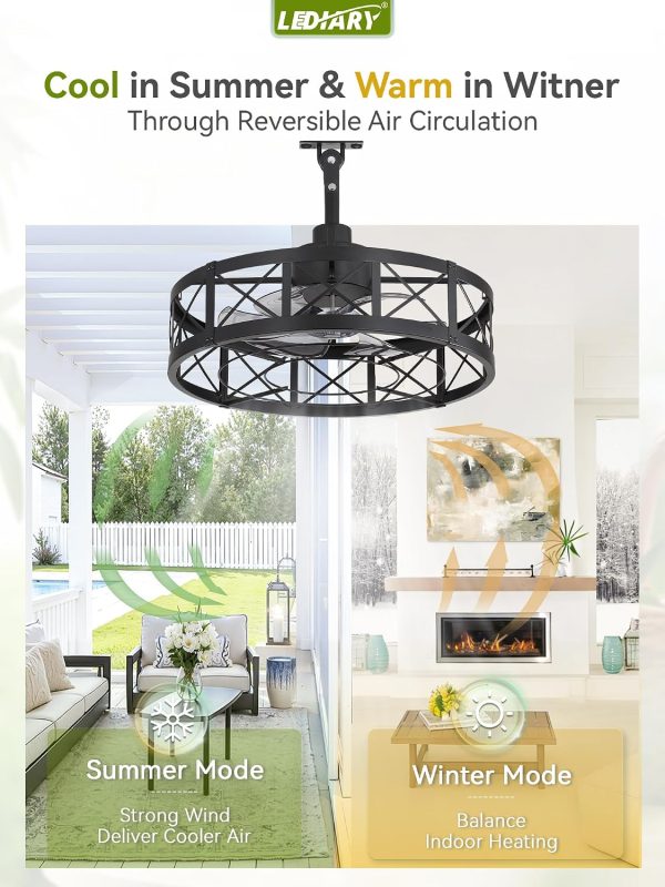 81TqmBxspCL._AC_SL1500_.jpg windphoto 22" Outdoor Ceiling Fan No Light, Wet Rated Gazebo Fan | IP65 Waterproof Plug in Outdoor Fan, 4Timer, 6-Speed Reversible Motor, Hanging Caged Ceiling Fan for Porch, Pergola