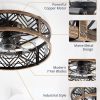 81UDuZjP3HL._AC_SL1500_.jpg windphoto 20" Caged Ceiling Fan with Light and Remote, Fandalier, Black Gold | Flush Mount Low Profile, APP Control, Rustic Bladeless Industrial Enclosed, Quiet & Powerful for Bedroom,Kitchen,Dining Room