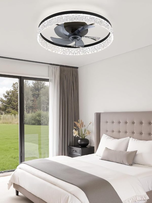 81UFOhfmVHL._AC_SL1500_.jpg windphoto 22" Low Profile Ceiling Fans with Lights, APP & Remote, Black | Flush Mount, Fandelier, 3000K-6000K, Dimmable LED, for Bedroom