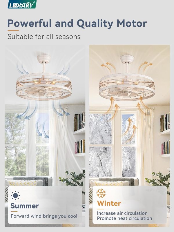 81UPaHV6rbL._AC_SL1500_.jpg windphoto 22 inch Caged Bladeless Ceiling Fan Light with Remote, White Gold | 6 Speed Adjustable,Timing, Quiet & Powerful DC, Small, Farmhouse, Industrial, Enclosed, Bladeless, Bedroom, Kitchen, Downrod