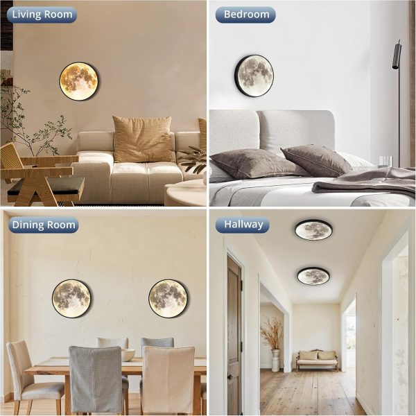 81UUrV2VQ7L._AC_SL1500_.jpg Dimmable Moon Wall Light 9.5 inch Wall Lights with Remote Control Plug-in Modern LED Wall Light, 12W Black Wall Lamp Indoor Wall Mounted Ceiling Light Fixture for Bedroom Living Room Corridor