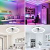 windphoto 20" Ceiling Fans with Lights and Remote for Bedroom, Grey | RGB Low Profile Fan Light, 3000K-6000K Stepless Dimmable, 6 Speed, Reversible DC Motor, APP & Remote Control, Low Noice