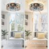 81UbbyXFonL._AC_SL1500_.jpg windphoto Caged Ceiling Fan with Light, Flush Mount Fandalier with Remote | Low Profile, Farmhouse Small, Bladeless Industrial, Quiet DC Motor, App Control for Bedroom, Kitchen, Dining Room, Walnut
