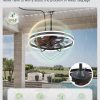 windphoto 24" Outdoor Ceiling Fans with Light, IP65 Waterproof Gazebo Fan | Outdoor Fan with Hanging Hook, Remote & App Control, 3CCT Dimmable,Timer, Caged Plug in Ceiling Fan for Patio, Porch, Pergola
