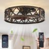81VyirNSxLL._AC_SL1500_.jpg windphoto 20" Caged Farmhouse Ceiling Fan with Light, Flush Mount, Black Gold | Remote&APP Control, Small Low Profile, Rustic Fandaliers, Industrial Bladeless Enclosed, Powerful Motor for Bedroom, Kitchen