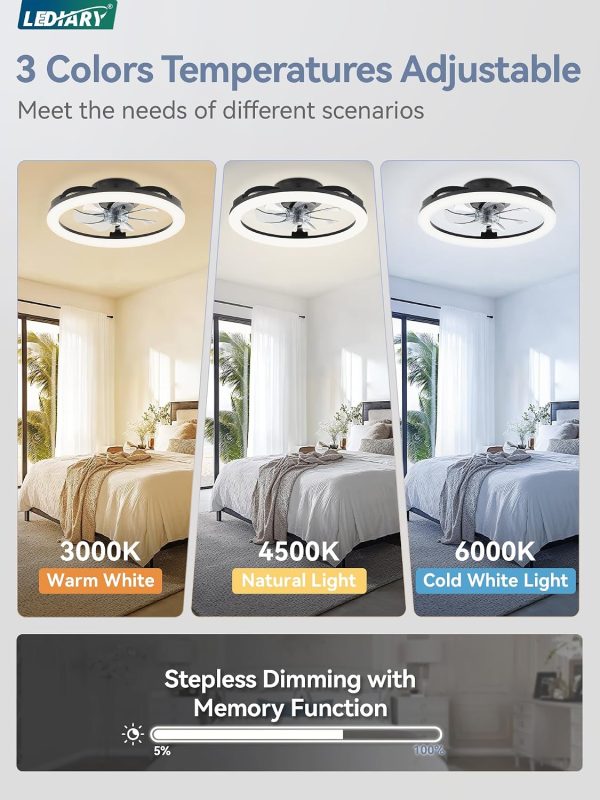 81W6fQoCDDL._AC_SL1500_.jpg windphoto 2 Pack 20" Ceiling Fans with Lights and Remote for Bedroom, Black | Low Profile Fan Light, 3000K-6000K Stepless Dimmable Fandelier, 6 Speed, Reversible DC Motor, APP & Remote Control, Low Noice