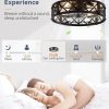 windphoto 20" Caged Farmhouse Ceiling Fan with Light, Flush Mount, Black | Remote&APP Control, Small Low Profile, Rustic Fandaliers, Industrial Bladeless Enclosed, Powerful Motor for Bedroom, Kitchen
