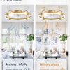 windphoto 24" Ceiling Fans with Lights and Remote, Low Profile Led Fan Light | Flush Mount, Stepless Dimmable Fandelier, 6 Speeds, 3 CCT, Quiet Reversible DC Motor, 2H Timer, Bedroom, Living Room, Gold