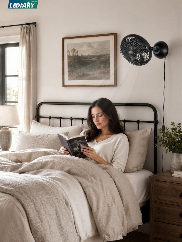 81XH2yTmKcL._AC_SL1500_.jpg windphoto 10" Small Wall Mount Fan with Remote Plug in Cord, Black | 6 Speed, Timing, Reversible, Adjustable Tilt, Indoor, Tabletop, Ceiling fan, Corner Fans, Basement Workshop Tool Room Garage