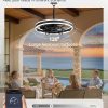 windphoto 24" Outdoor Ceiling Fans with Light, IP65 Waterproof Gazebo Fan | Outdoor Fan with Hanging Hook, Remote & App Control, 3CCT Dimmable,Timer, Caged Plug in Ceiling Fan for Patio, Porch, Pergola