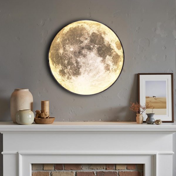 81XOhDjGVjL._AC_SL1500_.jpg Dimmable Moon Wall Light 12 inch Wall Lights with Remote Control Plug-in Modern LED Light, 15W Black Wall Lamp Indoor Wall Mounted Ceiling Light Fixture for Bedroom Living Room Corridor
