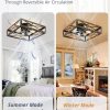 windphoto 20 Caged Low Profile Square Ceiling Fans with Lights and Remote | 6 Speed and Reversible, Small Farmhouse Rustic Bladeless Ceiling Fan Flush Mount for Bedroom, Kitchen, Dining Room