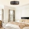 windphoto 20" Caged Farmhouse Ceiling Fan and Light with Remote, Black | Flush Mount, Bladeless Enclosed Fandelier, 6 Speed, Quiet Powerful DC, Rustic,Vintage, Rustic, Small, Bedroom, Kitchen